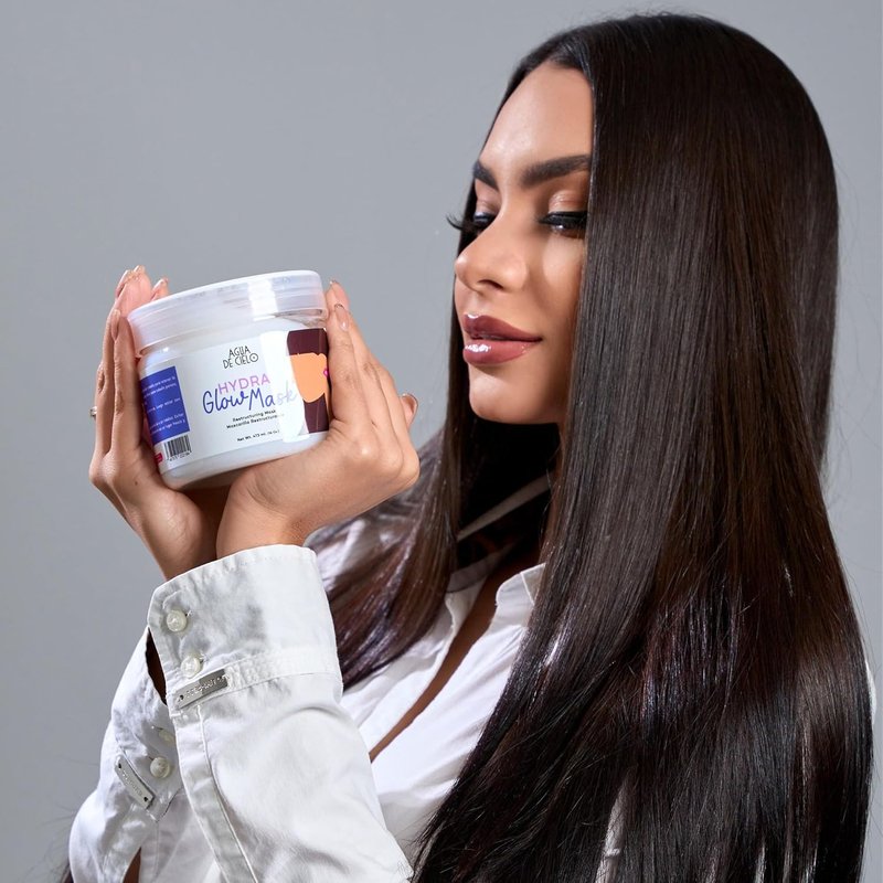 Hydra Glow Mask - Intensive Deep Conditioning Hair Treatment for Dry, Damaged Hair | Strengthens, Hydrates & Reduces Frizz - 16 Oz