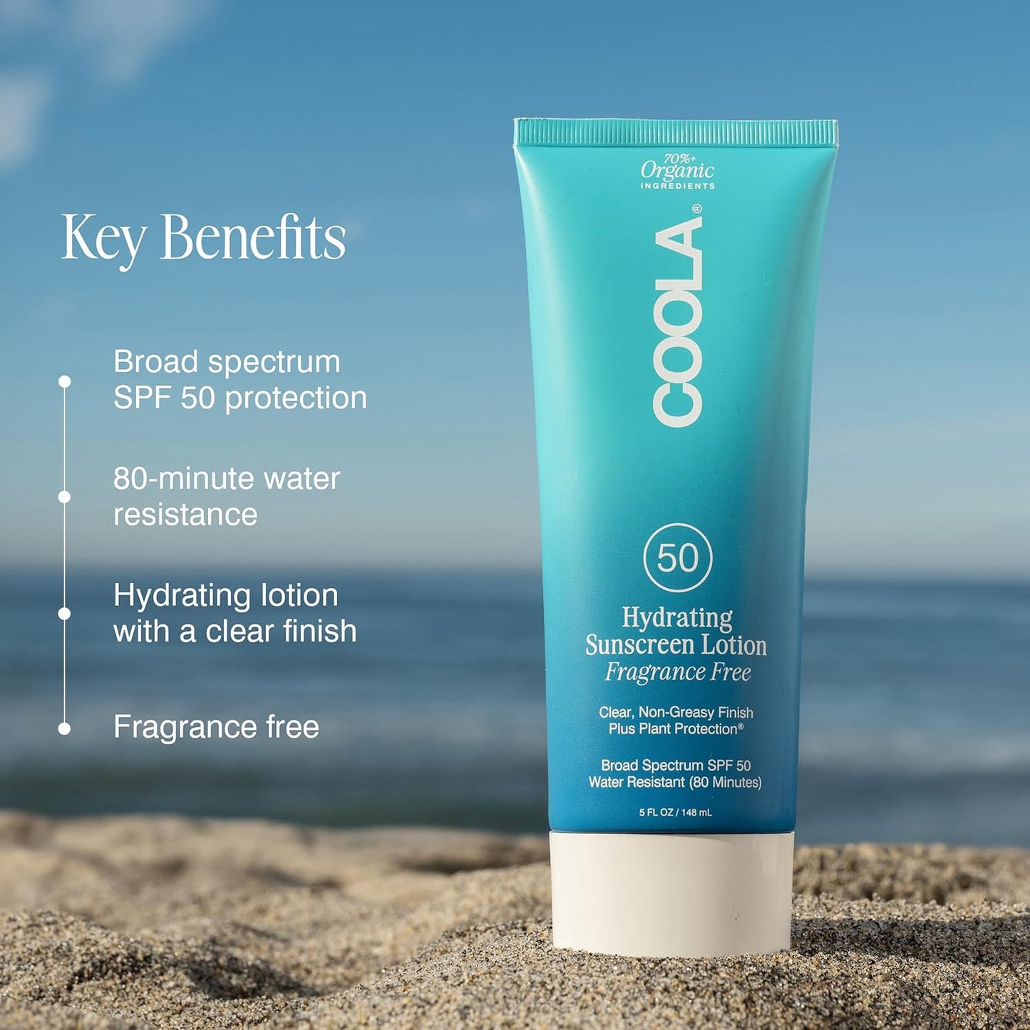 COOLA Organic Sunscreen SPF 50 - Vegan, Gluten-Free Body Lotion for Daily Skin Protection | 5 Fl Oz