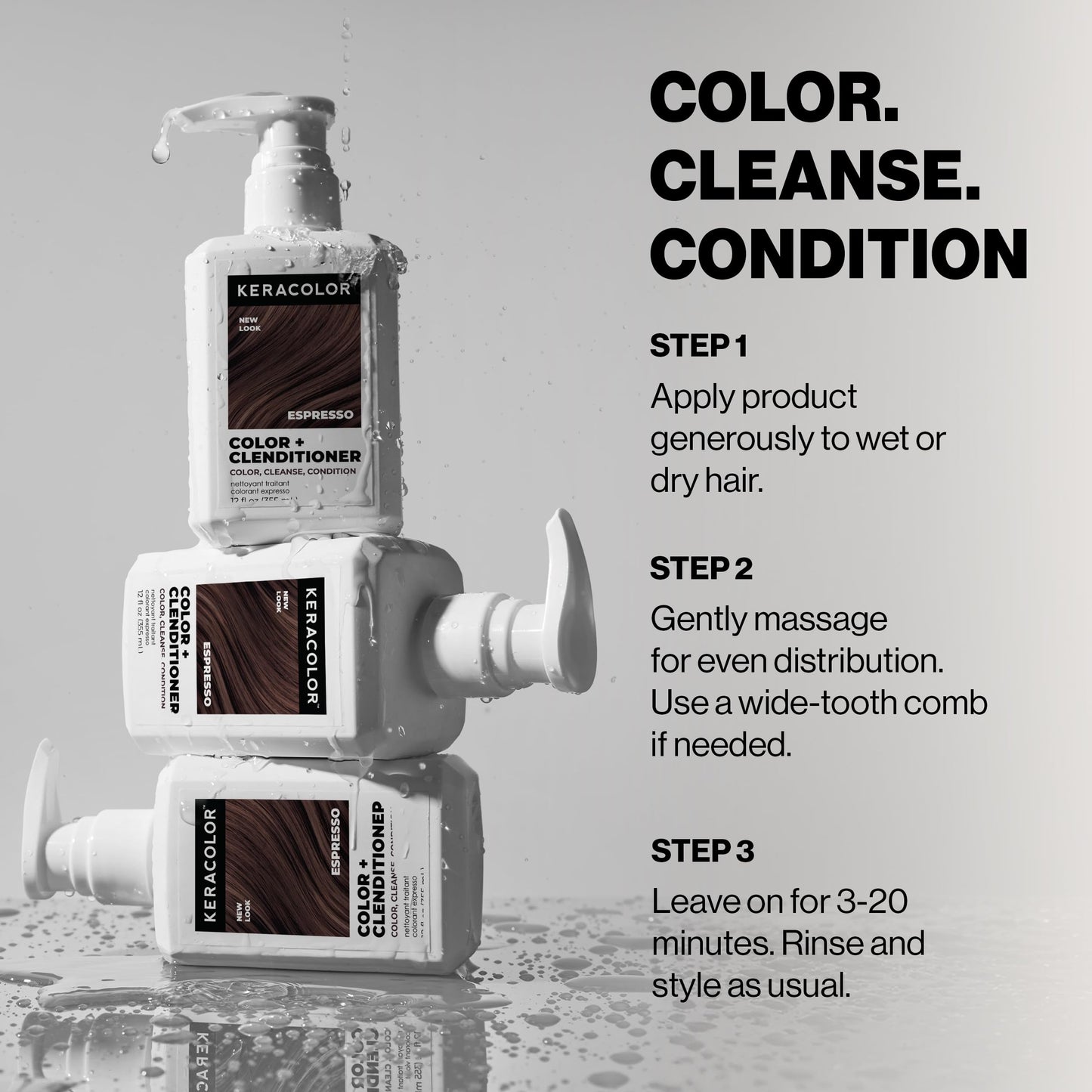 Keracolor Color + Clenditioner 3-in-1 Color-Depositing Conditioner, Gentle Cleansing Conditioner Infusing Semi-Permanent Hair Color, 9 Shades, 33.8 Fl Oz
