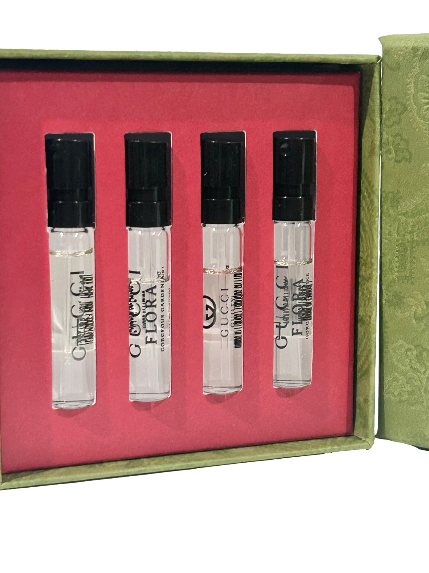 Gucci Sample Perfume WOMEN GIFT SET Bloom, Guilty Pour Femme, Flora Gorgeous Gardenia Flora Gorgeous Jasmine - 1.5 ml / 0.05 oz - set of 4 spray samples (9100)