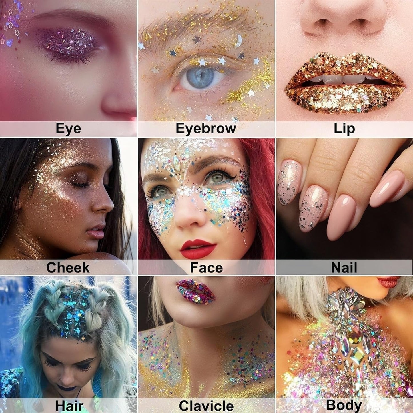 Melemando Body Glitter Stick 11 Colors Holographic Mermaid Sequins Chunky Face Glitter Stick Singer Concerts or Music Festival Rave Glitters Makeup for Face/Body/Hair/Eyes/Lip (01 Gold)
