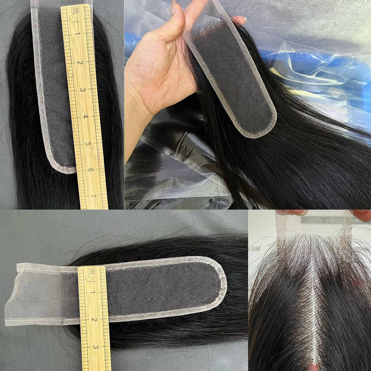 Topnormantic 2x6 Lace Closure, Skinlike Invisible HD Transparent Swiss Lace Closure Pre Plucked with Baby Hair 12A Grade Brazilian Human Hair with Small Single Knots Middle Part 14 Inch