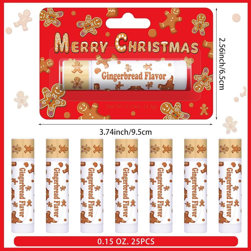 Gingerbread Flavor Lip Balm Set - 25 Pack Holiday Gifts | Perfect for Stocking Stuffers & Appreciation