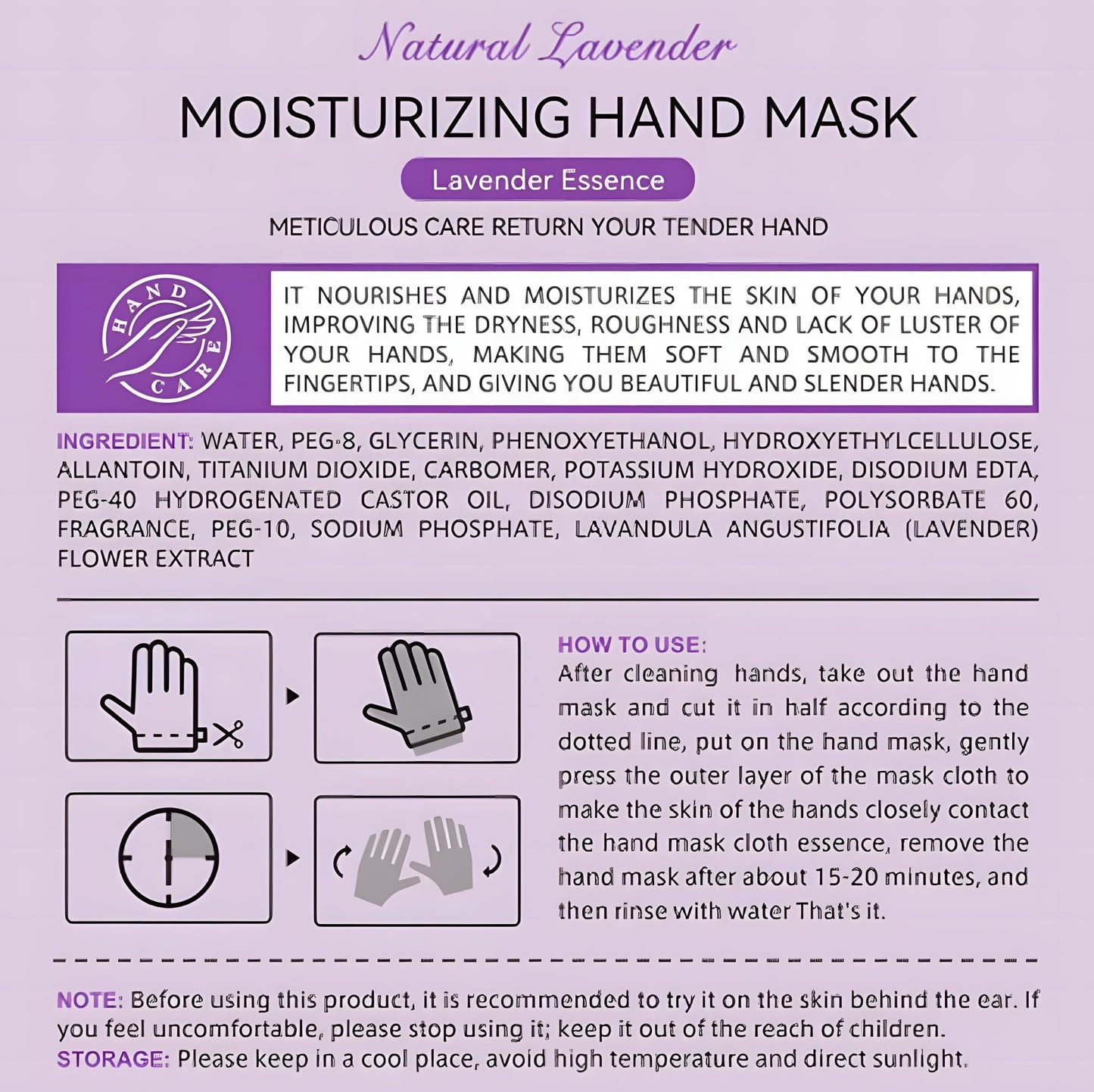Chicwe 6 Pairs of Hand Masks Moisturizing Glove, Hydrating Hand Masks for Dry Peeling Hands, Exfoliating Collagen Gloves for Smooth Hands (Lavender)
