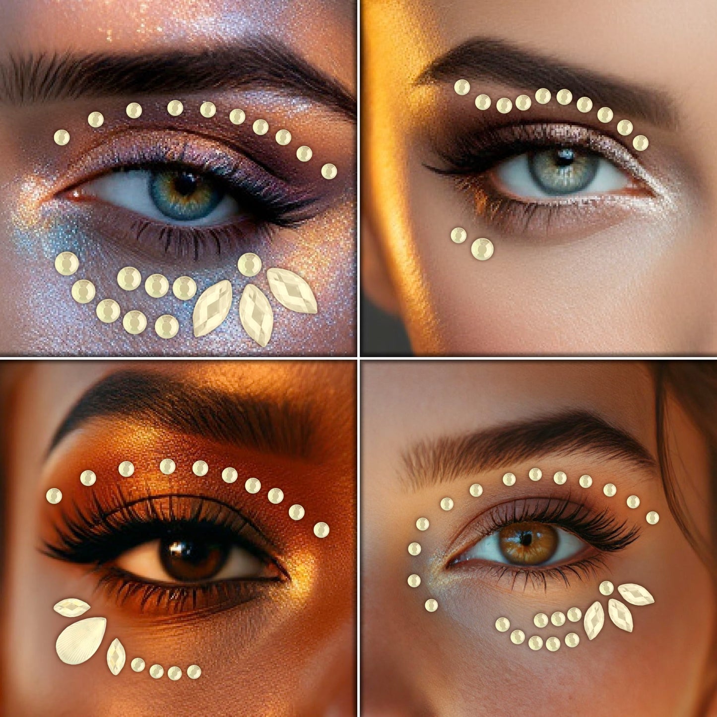 3 PCS Face Gems – Face Jewels - Self-Adhesive Rhinestone Face Jewels for Makeup, Party & Rave Looks - Eye Gems, Face Glitter, Self- Adhesive Festival Gems Festival, Glitter Tattoo, Face Gems