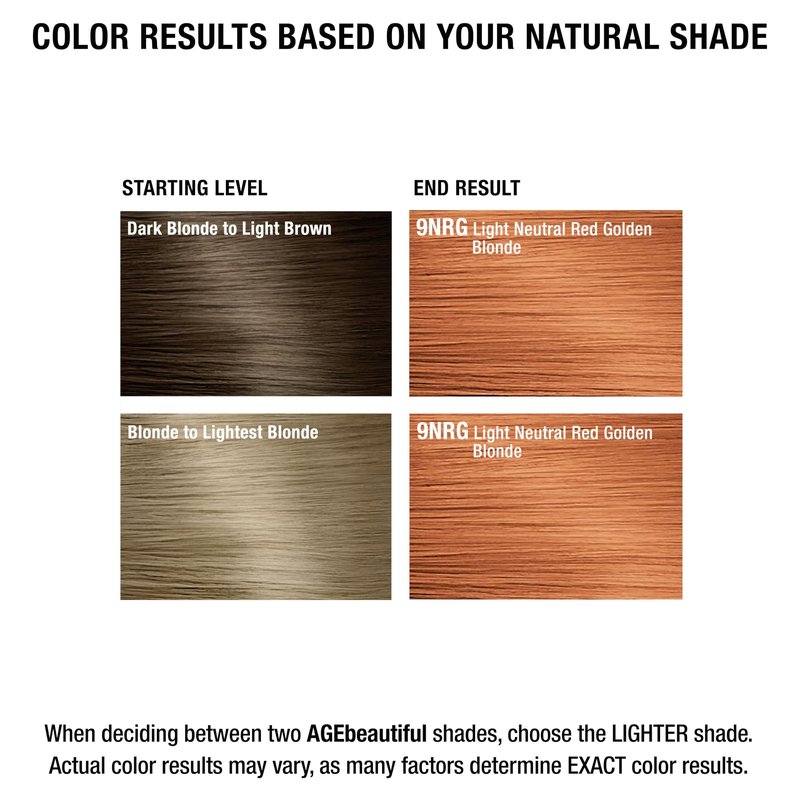 AGE beautiful Permanent Hair Dye 9NRG Light Neutral Red Golden Blonde - Strawberry Blonde Hair Color Cream with 100% Gray Coverage, Anti-Aging Biotin Formula for Thicker, Fuller Hair, Salon Quality