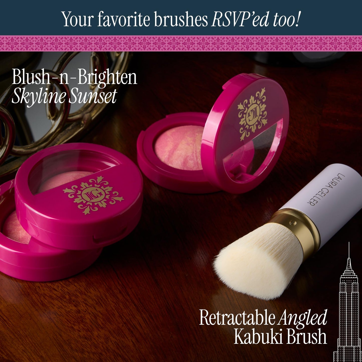 LAURA GELLER NEW YORK Baked Blush-n-Brighten for Mature Skin - 00 Skyline Sunset - Powder Blush Won't Settle into Fine Lines - Buildable Natural Finish – Longlasting Formula - Made in Italy