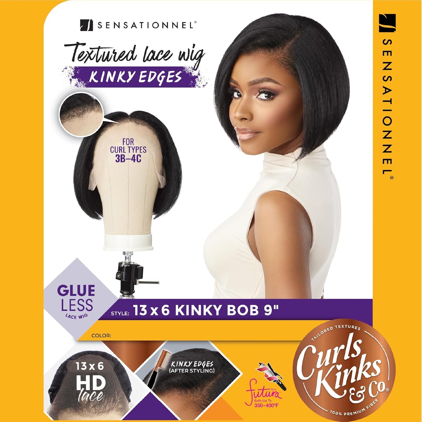 Kinky Bob Wig - 13X6 Lace Frontal with Natural Kinky Texture | 9 Inch for 3C to 4C Hair (1B Off Black)