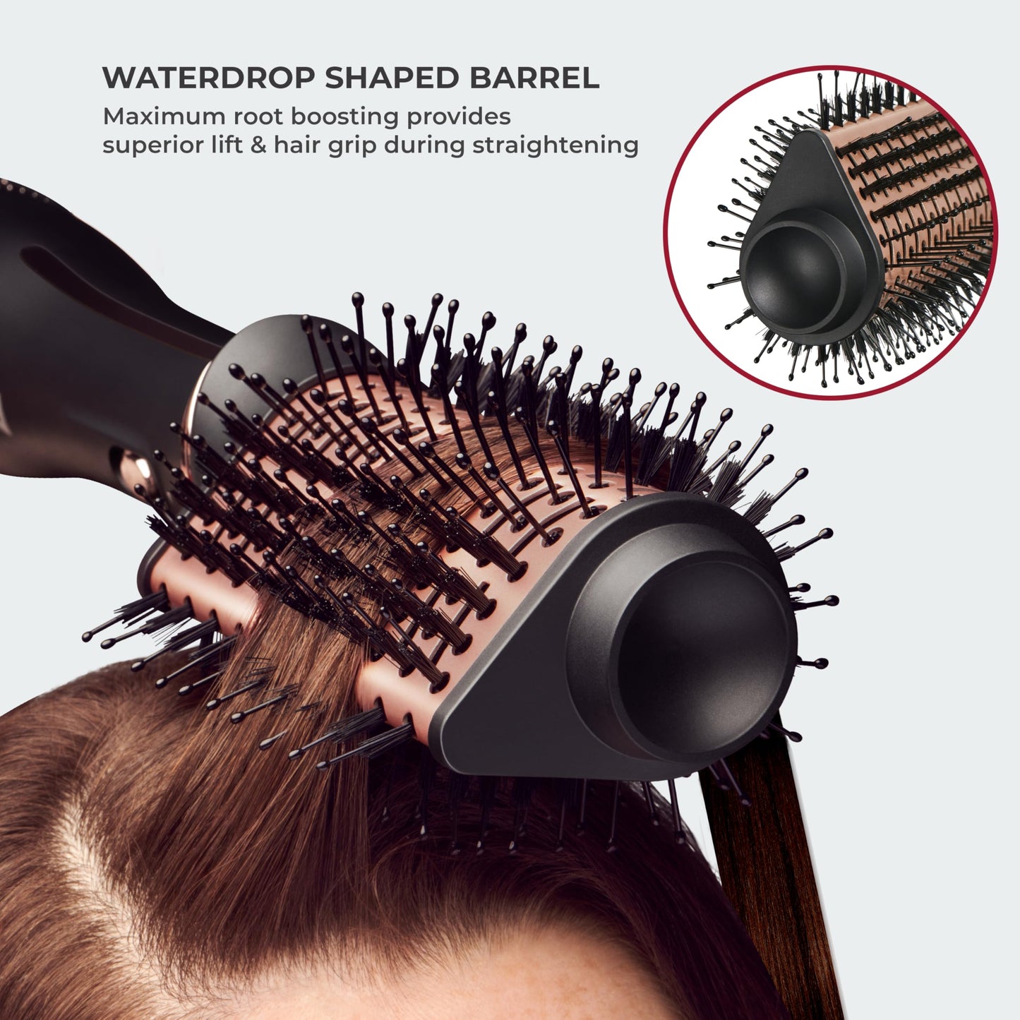 Kiss Volume & Style Boosting 2-in-1 Air Brush, Interchangeable Ceramic Waterdrop & 1.5” Round Brush Head, Maximum Root Boosting Hair Dryer, 4 Heat Settings, Tangle-Free Bristles, 360° Swivel Cord