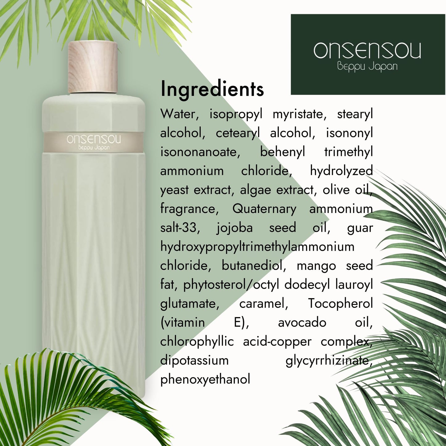 ONSENSOU Hair Treatment for Sensitive Scalp & Dry, Damaged Hair Women & Men, Deep Conditioner with Hot Spring Yeast & Greens Extract from Japan, Silicone & Sulfate Free, Daily Use, 10.1 Fl Oz