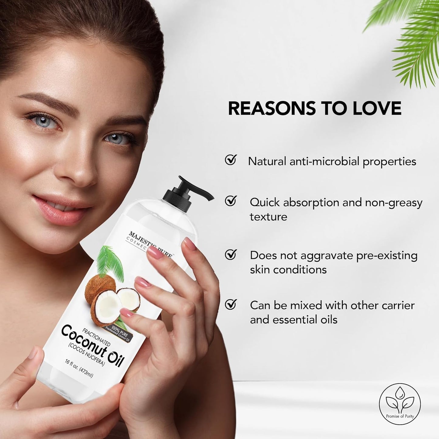 Fractionated Coconut Oil for Relaxing Massage | Moisturizer for Skin, Hair & Lips - 16 fl oz