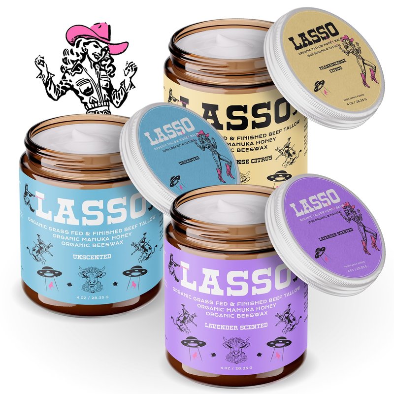 LASSO - Frankincense Citrus Beef Tallow and Manuka Honey Balm – Face Moisturizer with Organic Beeswax – Grass-Fed/Finished Tallow Skincare – Frankincense Glow Balm