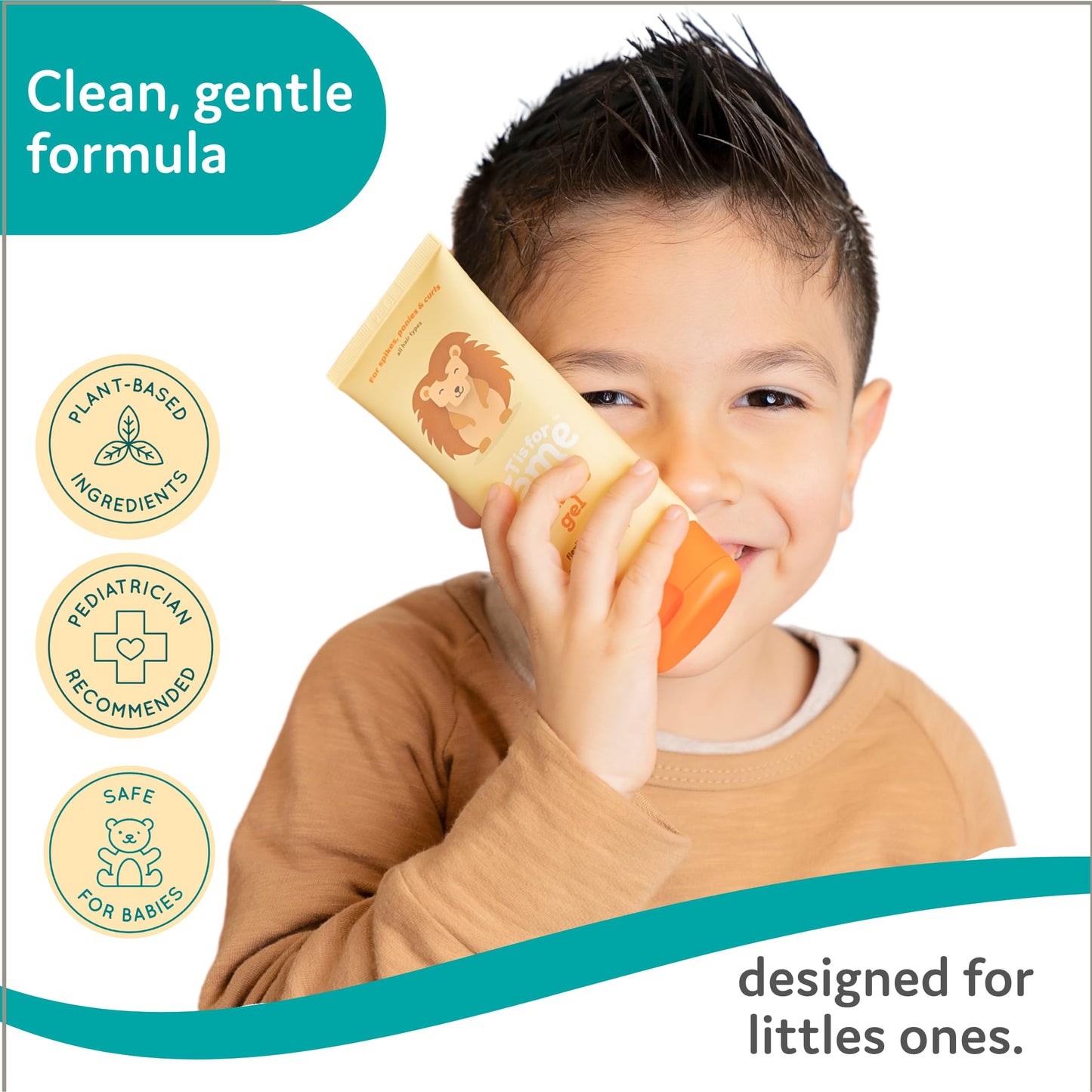 T is for Tame - Hair Taming Gel for Toddlers, Babies, and Kids - Vegan & Natural Styling Hair Gel, Anti-Frizz, Non-Sticky for Girls & Boys, Vitamin E Infused - 3.38 fl oz (2 Pack) - Made in the USA