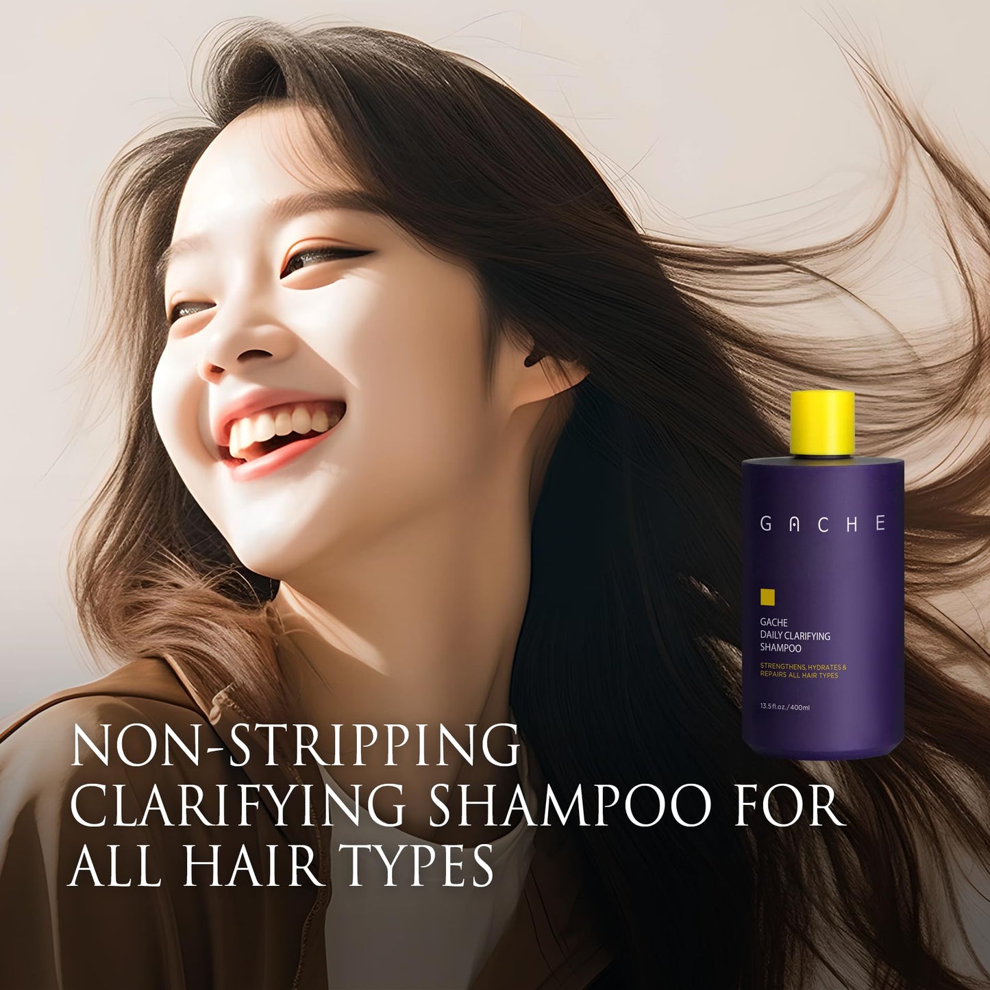 Gache Clarifying Shampoo for All Hair Types | Luxury without Compromise | Repairs & Strengthens Thinning Hair | Hydrating Shampoo for Daily Use | Sulfate and Paraben Free | K-Beauty Hair Care, 400ml
