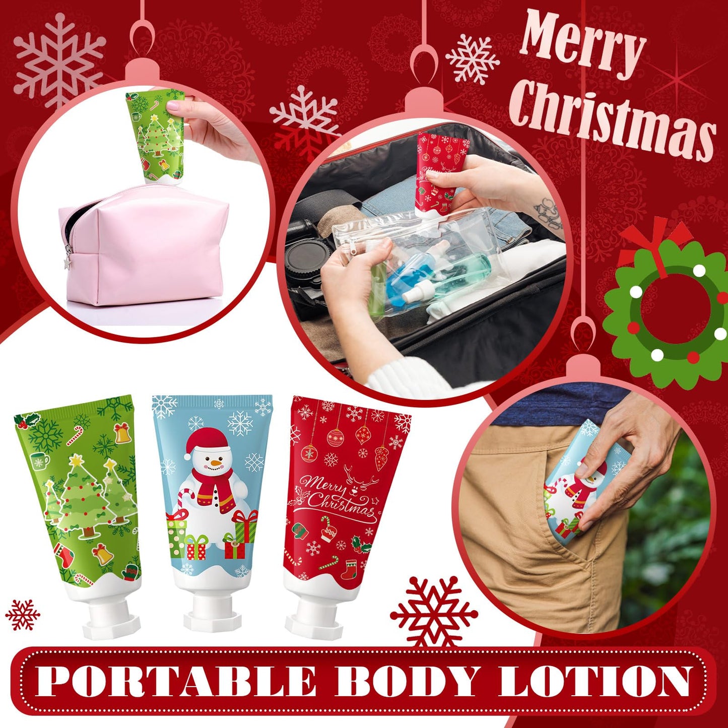 Heigble 48 Pcs Christmas Lotion bulk Travel Size Body Lotion Natural Fragrance Moisturizing Body Cream for Women Birthday Xmas Gift Stocking Stuffer