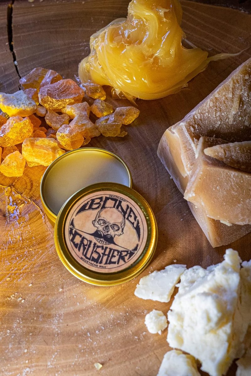 Bone Crusher Mustache Wax Set - Extra Strong Firm Hold | Night Fury Wax Remover Oil & Comb Included