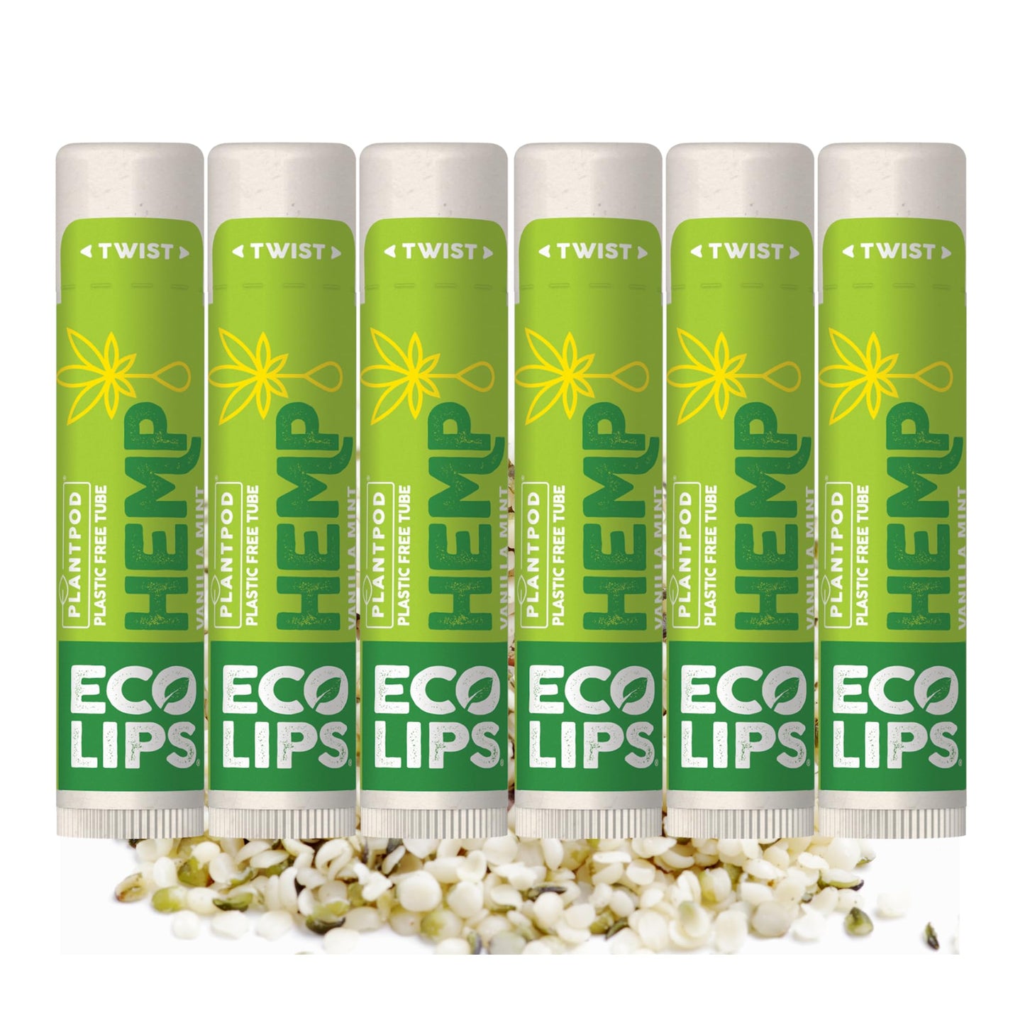 Eco Lips Organic Hemp Lip Balm Vanilla Mint, 6 pack