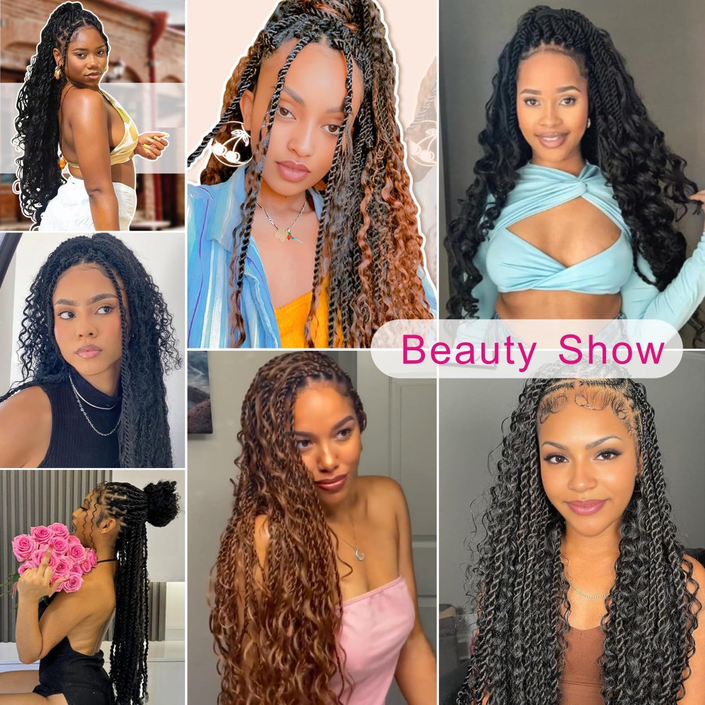 Senegalese Twist Crochet Hair - 8 Packs Boho Island Twist Crochet Hair with Curly Ends 16 Inch Pre Looped Goddess Crochet Twist Hair Extensions for Black Women (16 Inch(8 Packs), 1B/30/27)