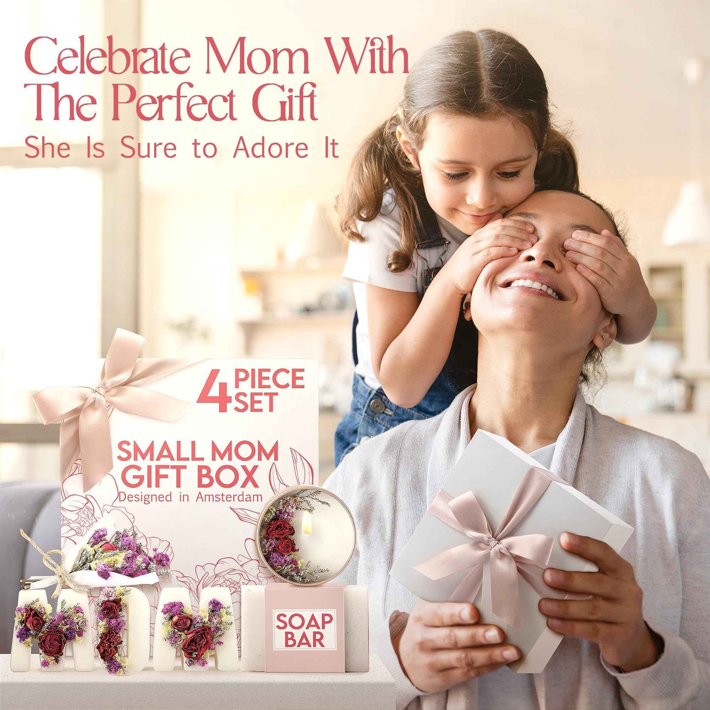 Gift Basket for Mom – Birthday & Christmas Small Spa Box – Relaxing Mom Gift Set with Candle, Soap & Wax Melts – Perfect Xmas, Holiday or Birthday Present