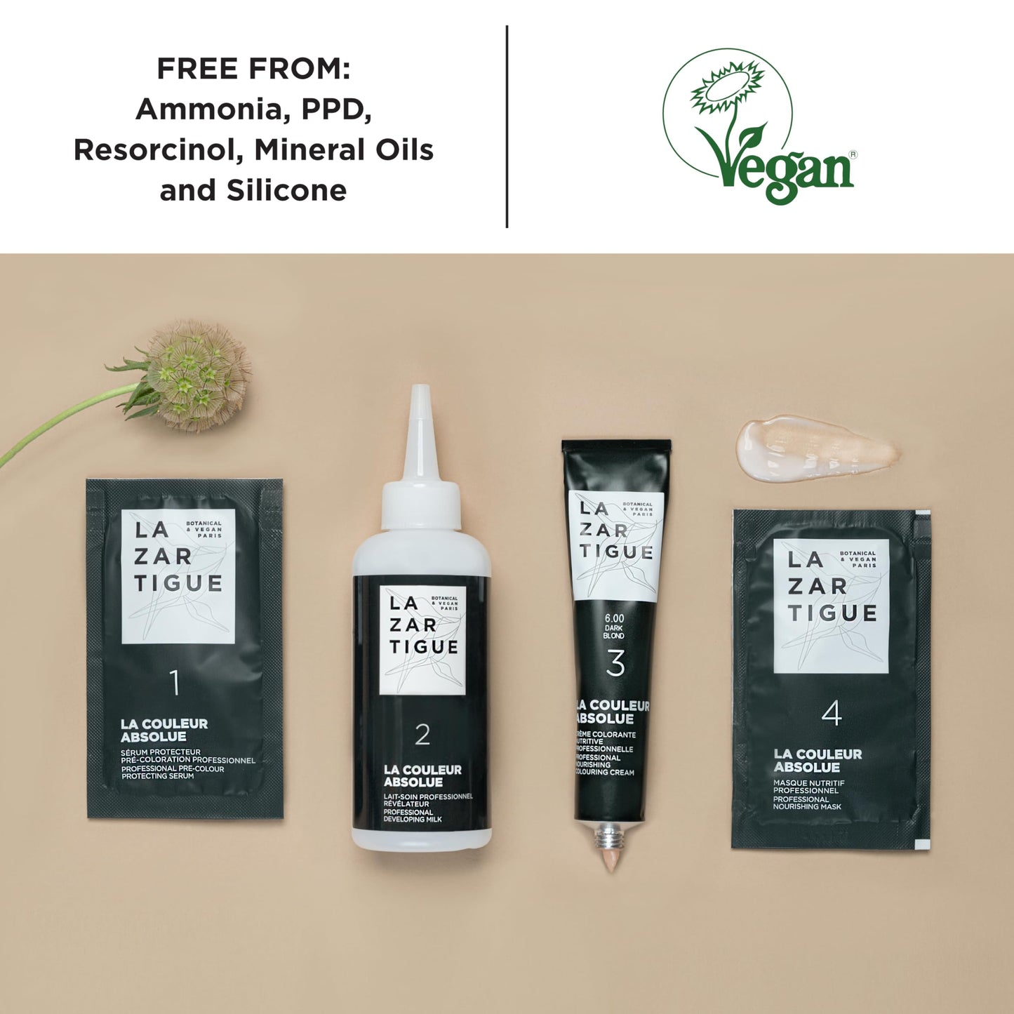 Lazartigue La Couleur Absolue, Permanent Hair Color with Botanical Extracts, Coloring Kit, Vegan, Cruelty-Free, Ammonia-Free