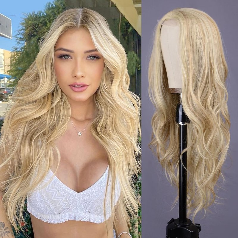 Long Blonde Wave Wig for Women - 26 Inch Heat Resistant Synthetic Hair | Natural Look for Daily Wear