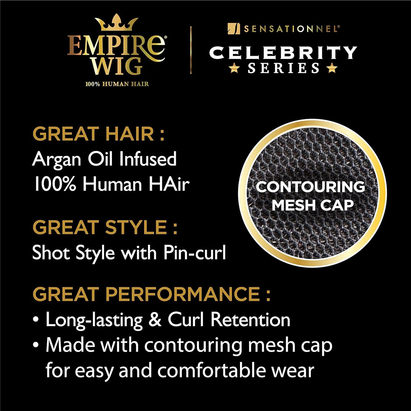 Sensationnel Empire Human Hair Wig - Cia Celebrity Inspired Pre-Styled Salon Cut | T2/27 Color