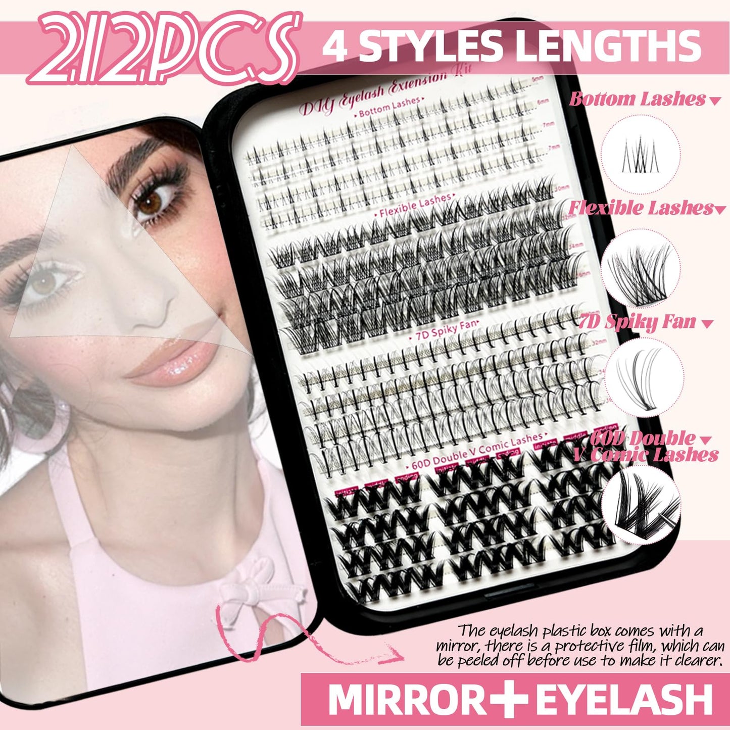 782Pcs D Curl Clusters Lash Extension Kit+5IN1 Super Lash Bonder Lash Glue Primer Kit