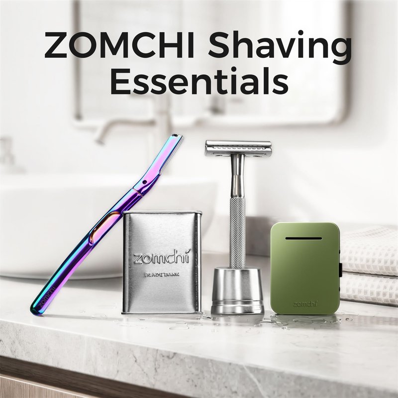 ZOMCHI Double Edge Safety Razor for Men & Women, Metal Razor with 5 Double Edge Safety Razor Blades, Silver