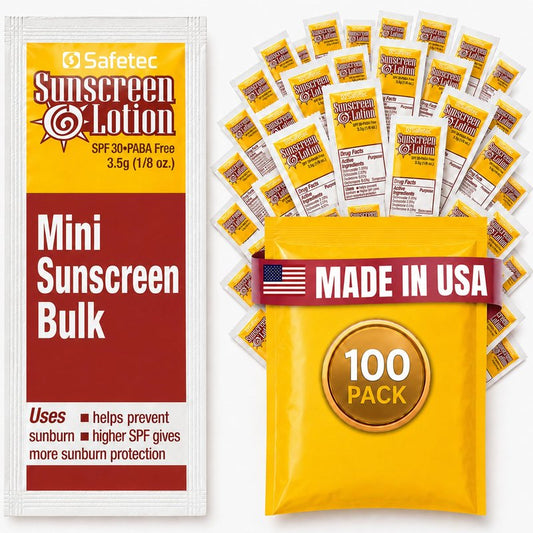 Sunscreen Lotion, SPF30 Protection and PABA Free, Mini Sunscreen Bulk, Individual Sunscreen Packets (Pack of 100) – Travel Size Sun Screen for Outdoors, Bundled with reclosable Homesphere bag (100)