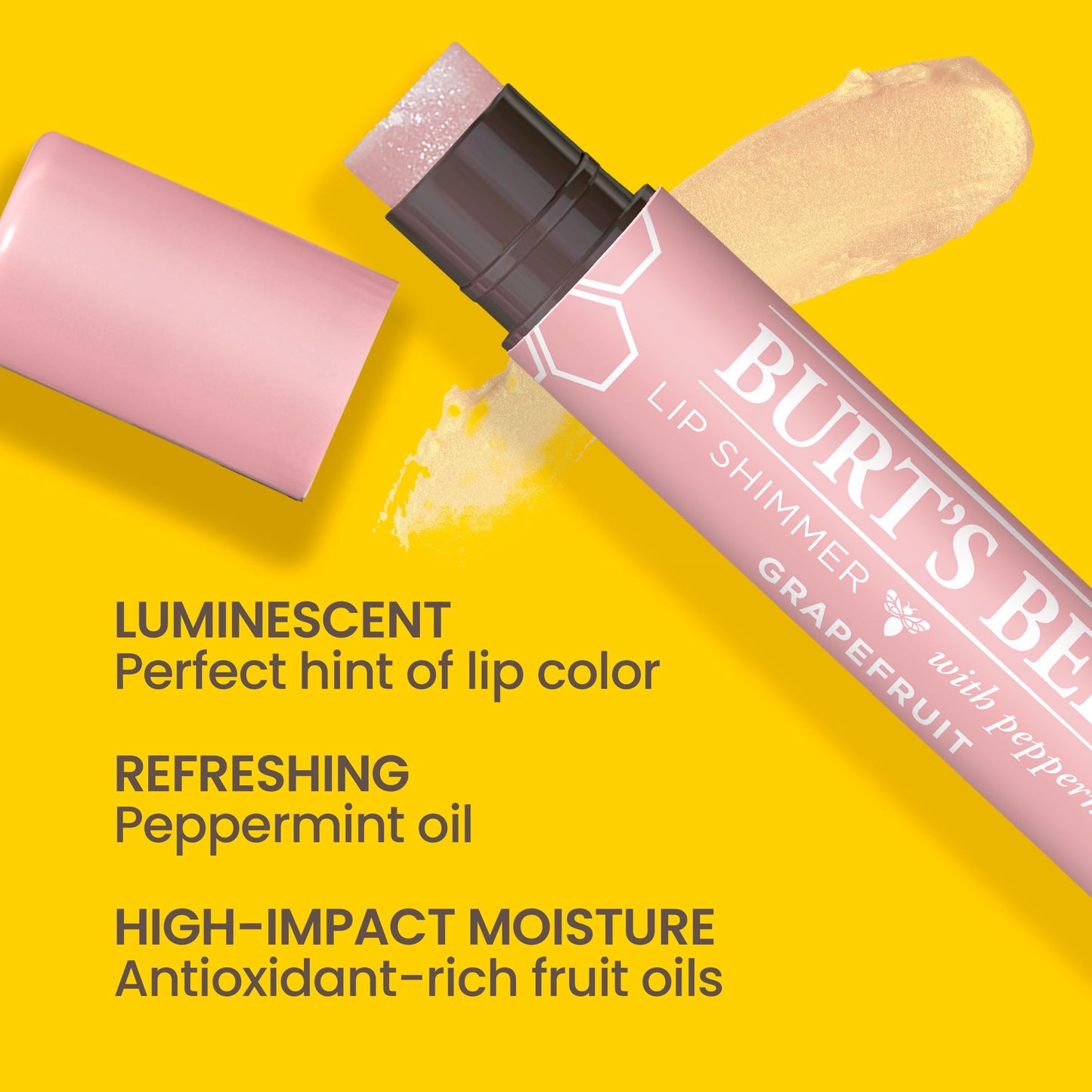 Burts Bees Grapefruit Gloss Lip Shimmer, 0.09 OZ