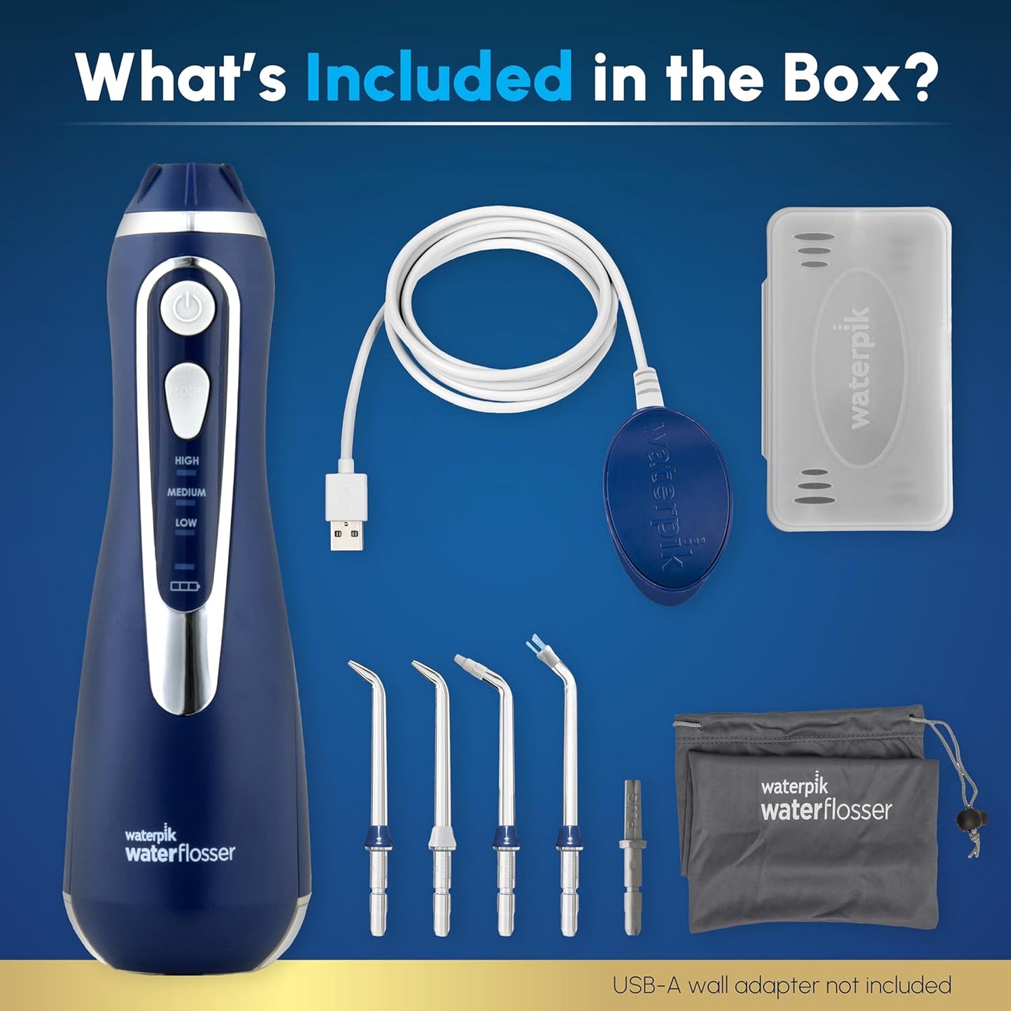 Waterpik Cordless Advanced 2.0 Water Flosser - Portable Dental Care for Teeth & Gums | Rechargeable, Waterproof, Blue WP-583