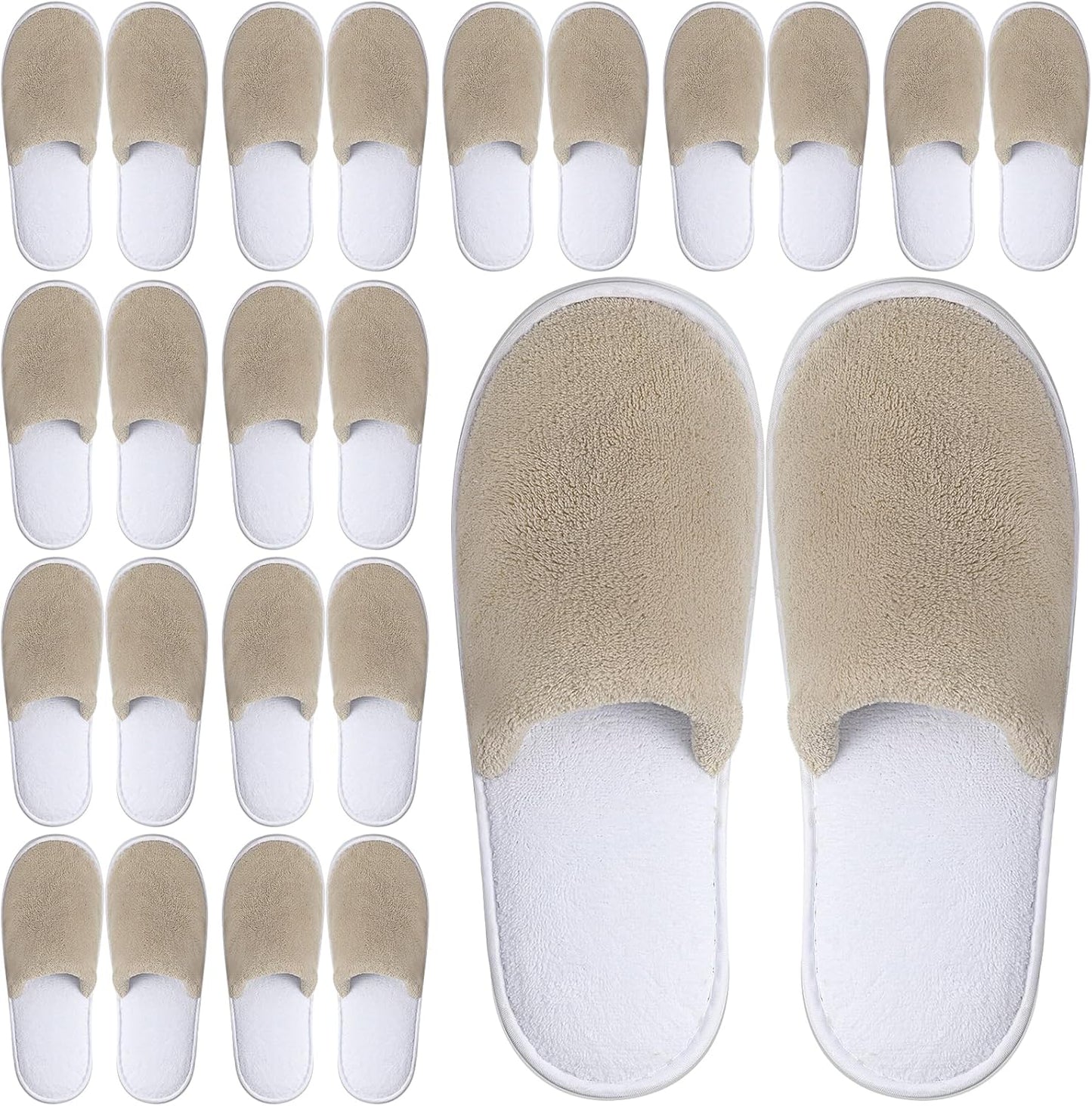 Disposable Spa Slippers - Grey Closed Toe Non-Slip Coral Fleece | 12 Pairs for Hotels & Home Use