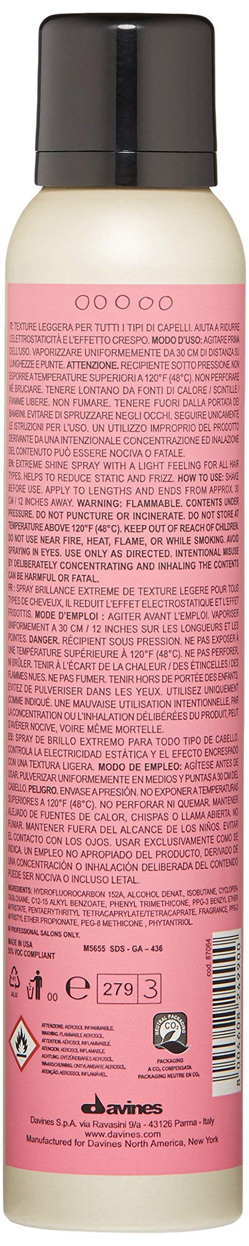 Davines This Is A Shimmering Mist, No Hold Shine & Gloss Spray - Adds Instant Shine & Velvety Feel - Anti-Frizz & Anti-Static Finish, 5.9 Fl Oz