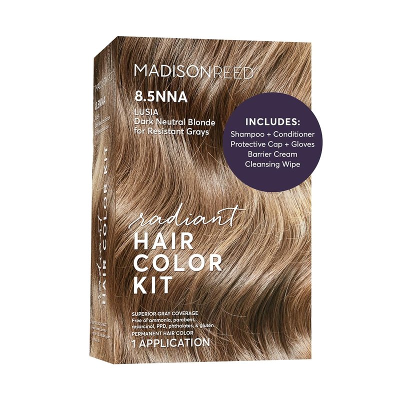 Radiant Hair Color Kit - 8.5NNA Dark Neutral Blonde | 100% Gray Coverage, PPD-Free & Ammonia-Free, 1 Pack