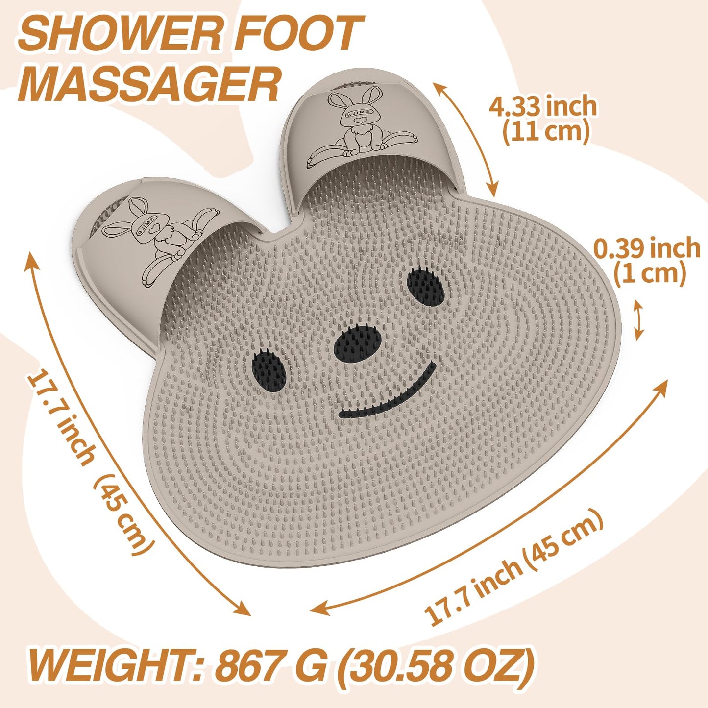 Manmihealth Extra-Large Shower Foot Scrubber Mat with Non-Slip Suction Cups