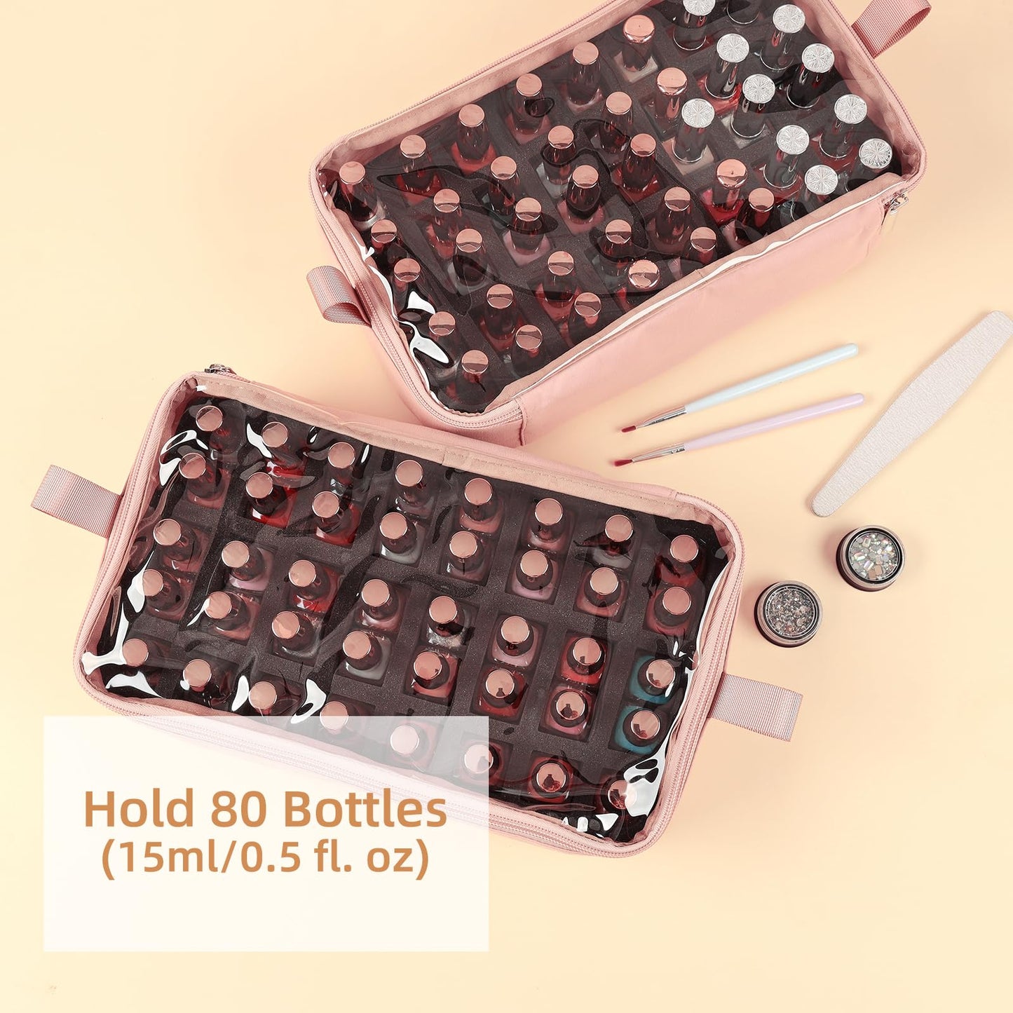 HOMEST Double Layer Nail Polish Storage Organizer for 80 Bottles and a Lamp
