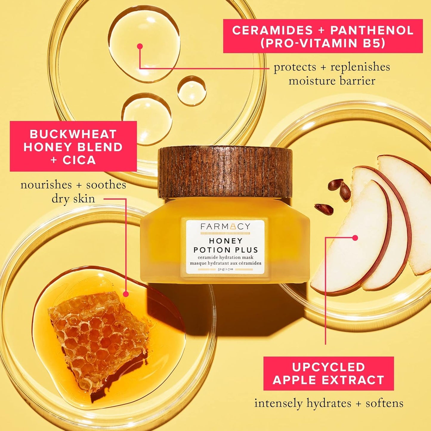 Farmacy Hydrating Face Mask | Honey Potion with Niacinamide & Ceramides for Moisture Barrier Protection (50g)