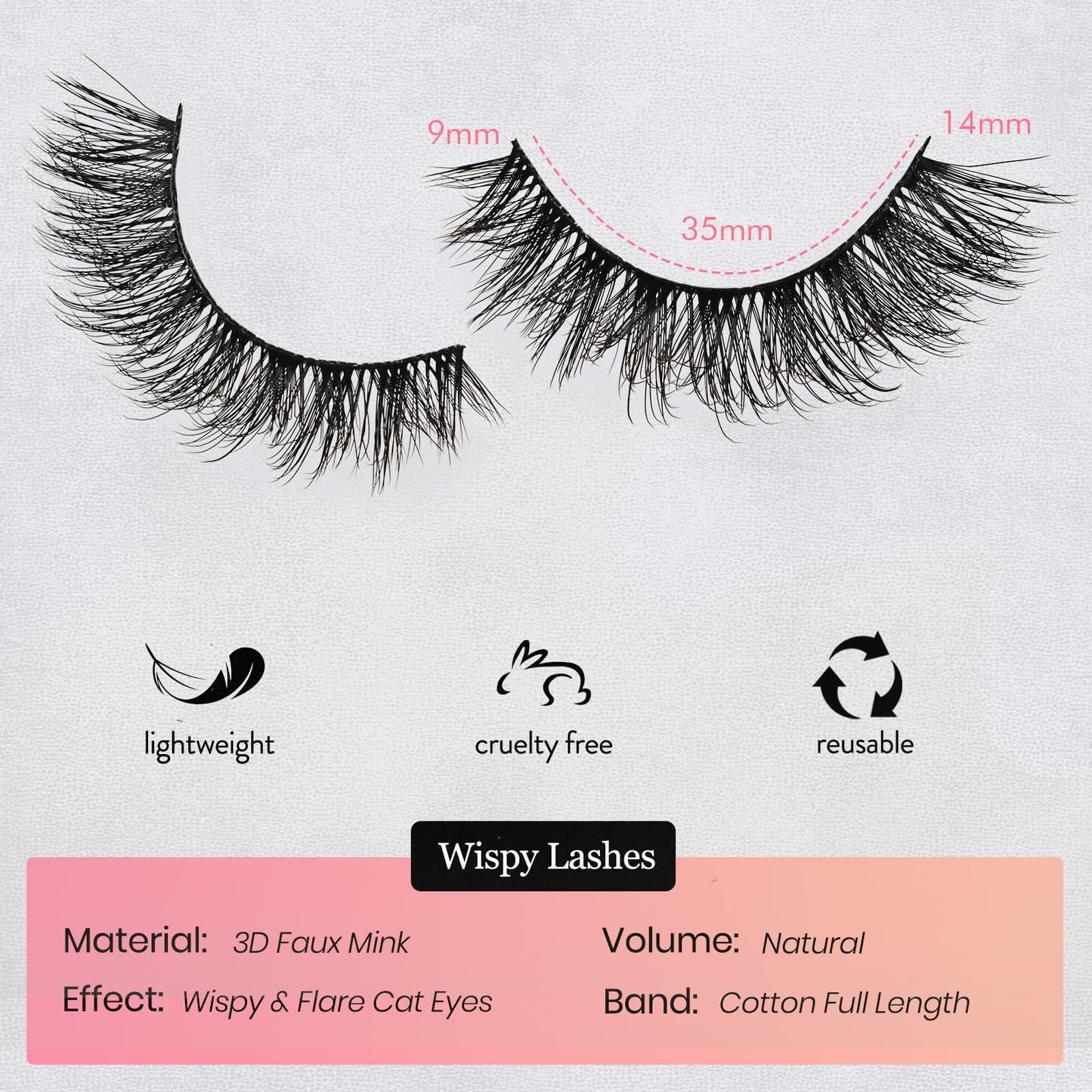 WEIAIDAPD Wispy Lashes Natural False Eyelashes 14 Pairs Cat Eye Lashes Strips 9-14mm Fake Mink Lash Pack Wispies Strip Eyelash Short Small Fluffy Pestañas Postizas for Everyday Wear