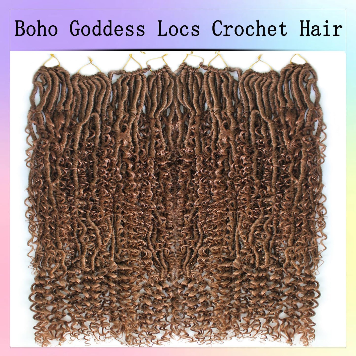 Boho Faux Locs Crochet Hair 30 Inch Goddess Locs 8 Packs Boho Soft Locs with Curly Ends Pre-looped Long Bohemian River Locs Crochet Hair for Black Women(30Inch, #30)