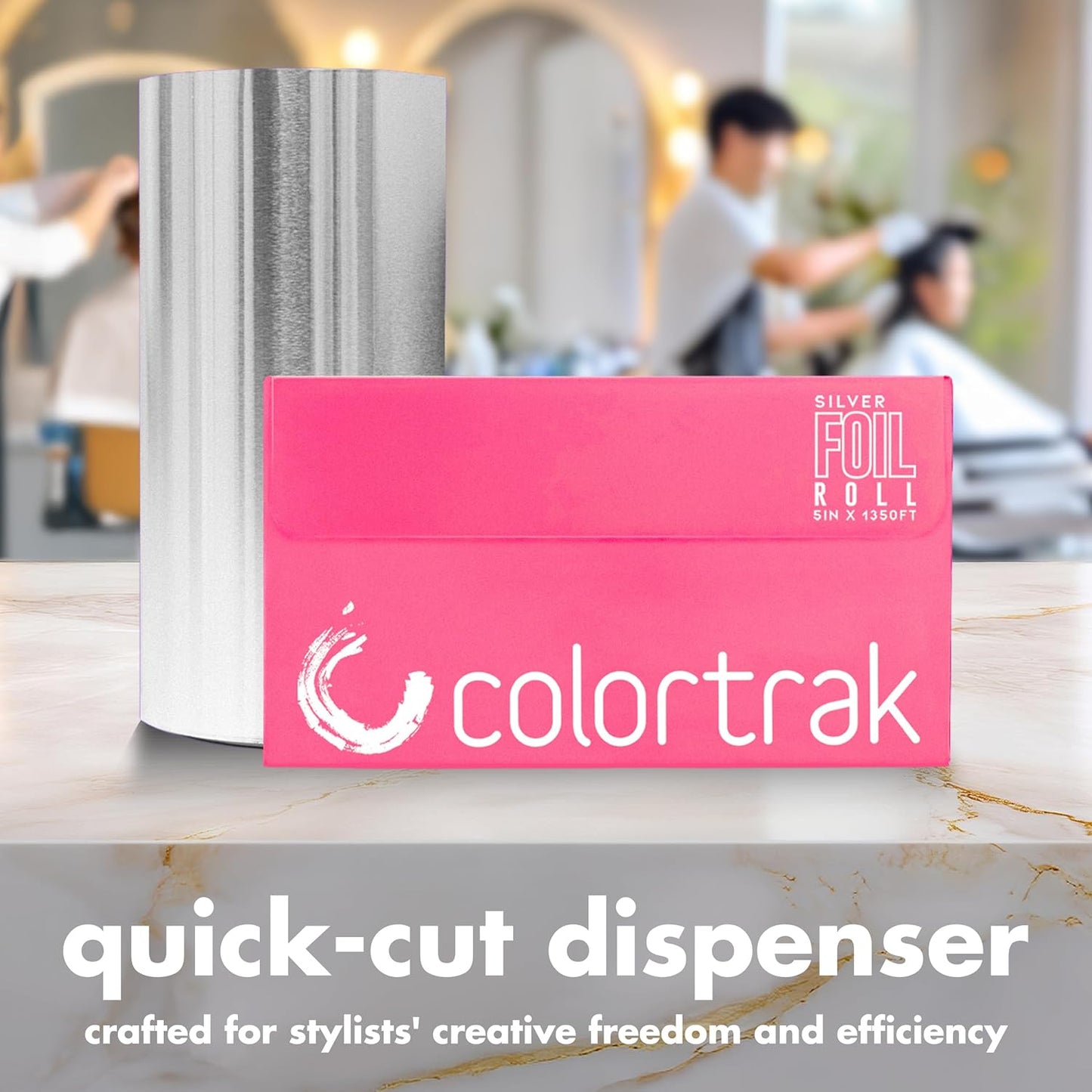 Colortrak Professional Highlighting Foil Roll - Precision Cuts with Integrated Blade | Silver, 5" x 1350'