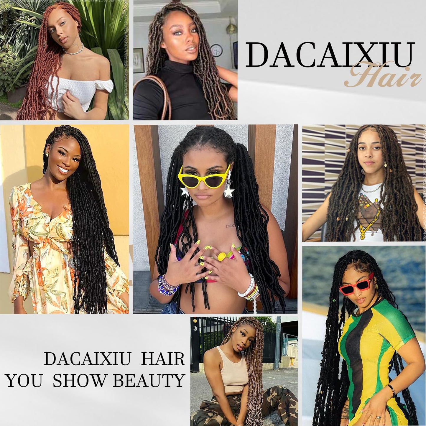 DACAI XIU Faux Locs Crochet Hair 7 Packs Soft Locs Crochet Hair Pre Looped Goddess Locs Dreadlocs Synthetic Hair For Black Women (613#, 30 Inch (Pack of 7))