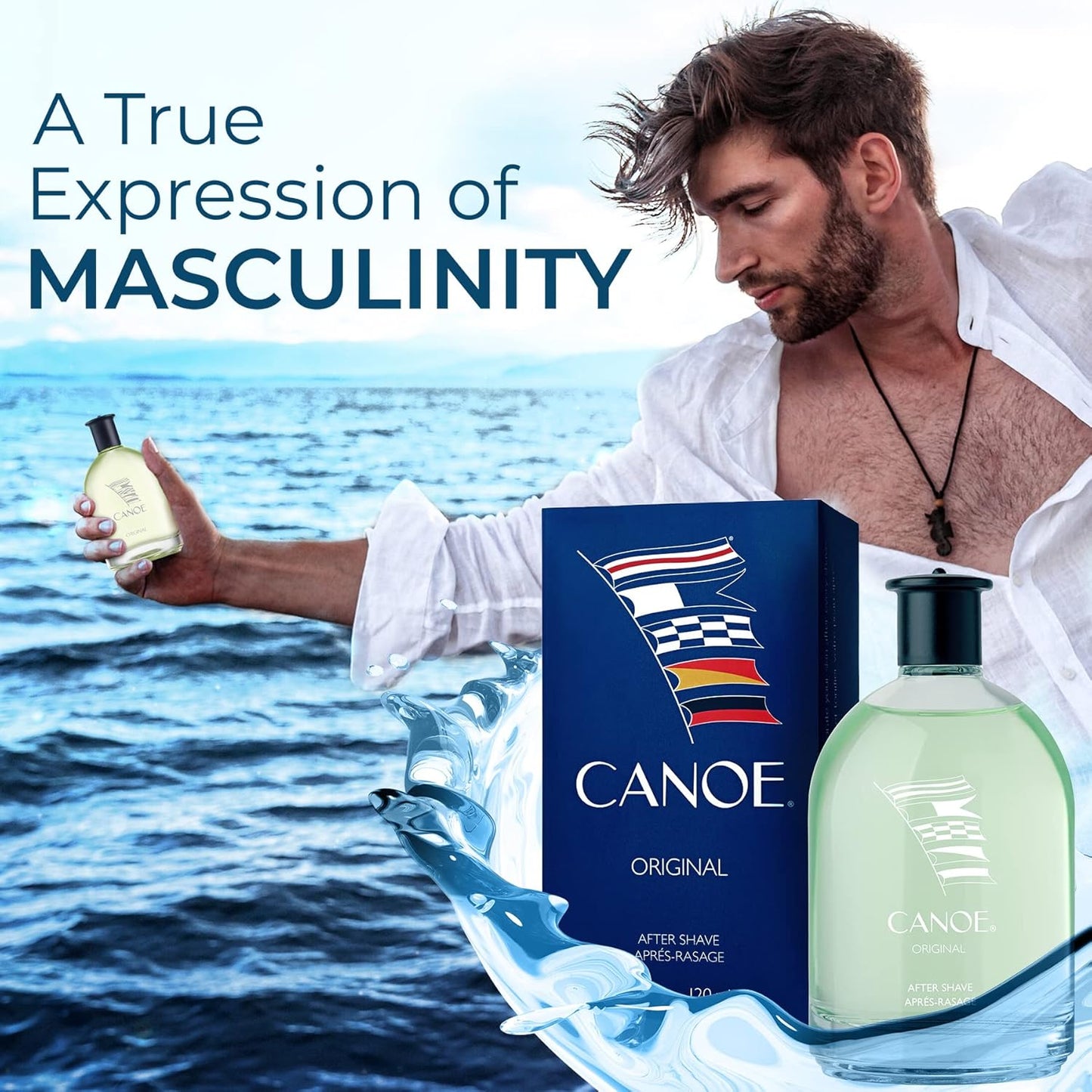 CANOES Aftershave Splash for Men - Classic Sport Scent | 4 fl oz, Adventurous Essence