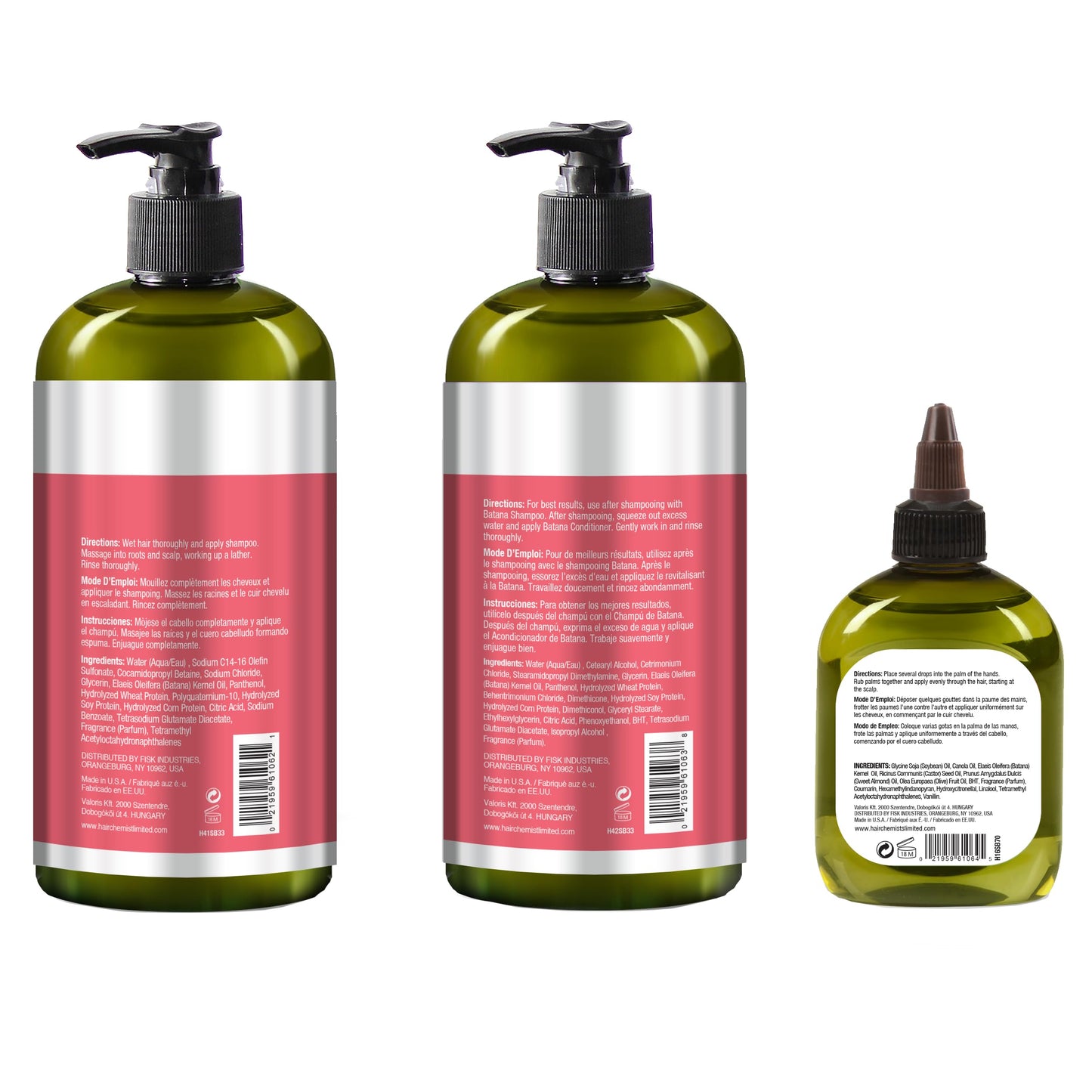 Hair Chemist Strength & Growth Batana Oil Shampoom Conditioner Set 33.8 oz. & Hair Oil 7.1 oz. (3-PC Set) - Batana Shampoo and Conditioner for Hair Growth, Thickening and Strength