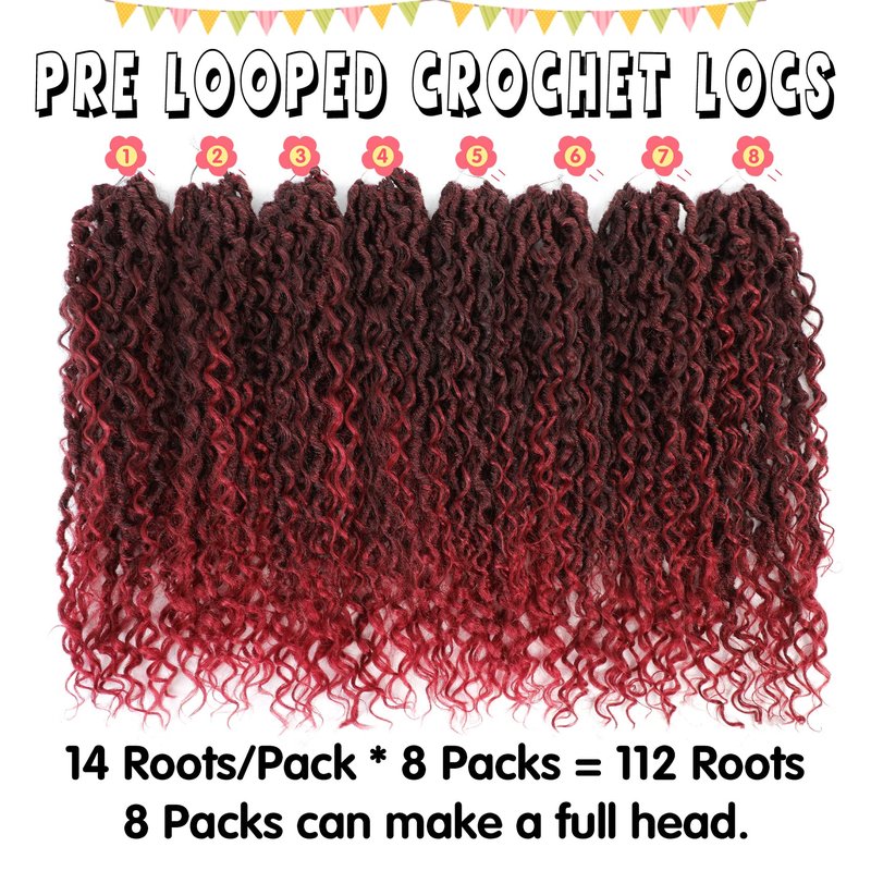 Fulcrum Goddess Locs Crochet Hair 18 Inch, 8 Packs New Faux Locs Crochet Hair for Black Women, Crochet locs with Curly Ends (18Inch (Pack of 8), TBUG#)