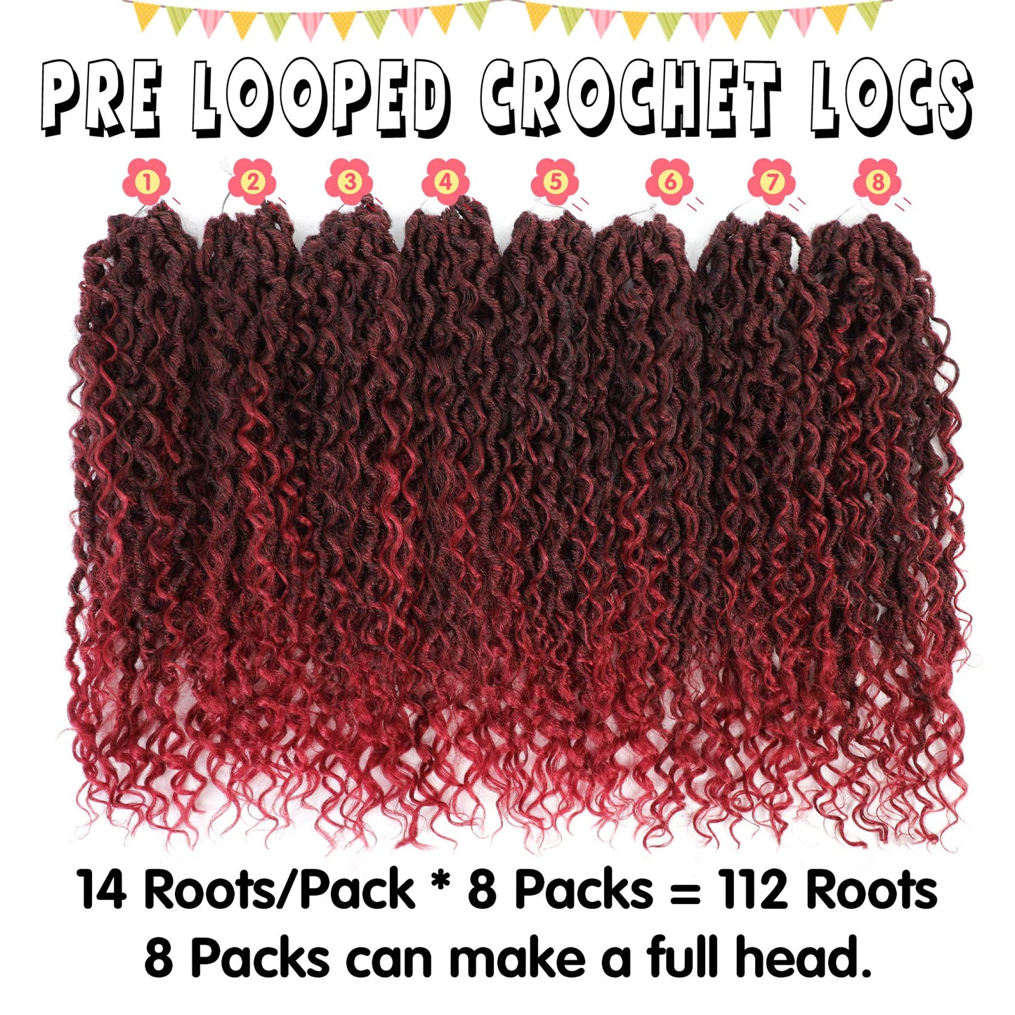 Fulcrum Goddess Locs Crochet Hair 18 Inch, 8 Packs New Faux Locs Crochet Hair for Black Women, Crochet locs with Curly Ends (18Inch (Pack of 8), TBUG#)