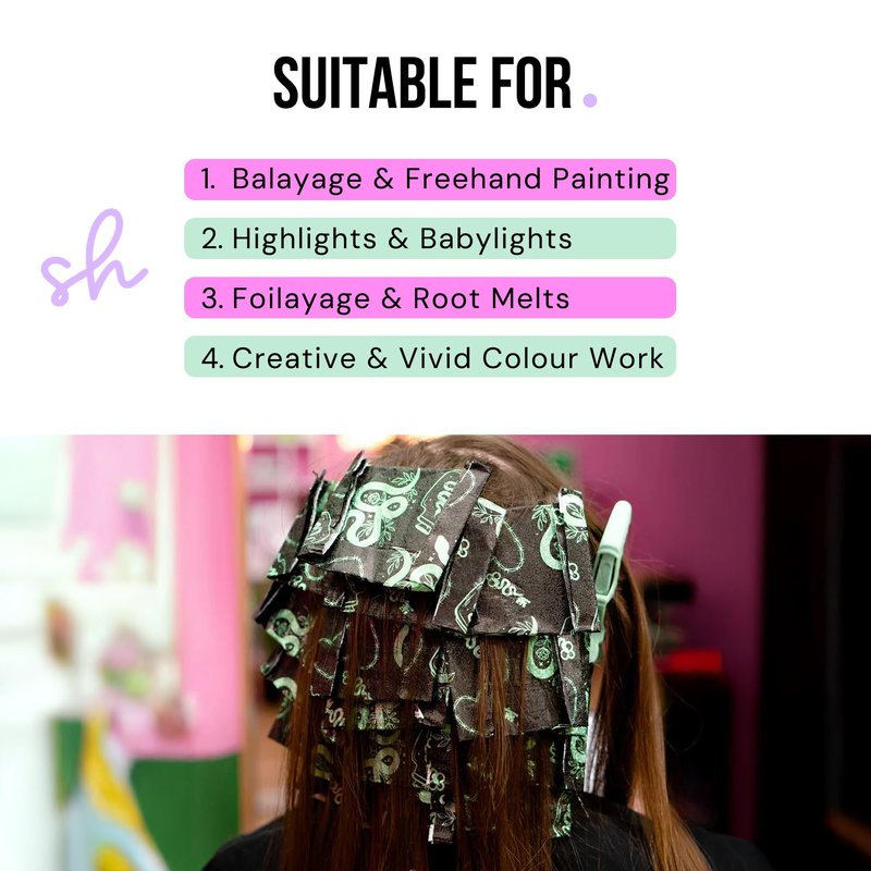 Simply Hair Hair Foil Roll – 100m Embossed Medium Weight Roll with Built-In Cutter – Custom Length Foil for Hair Dye, Highlights & Balayage - No-Slip Grip - 12.7cm - Serpent