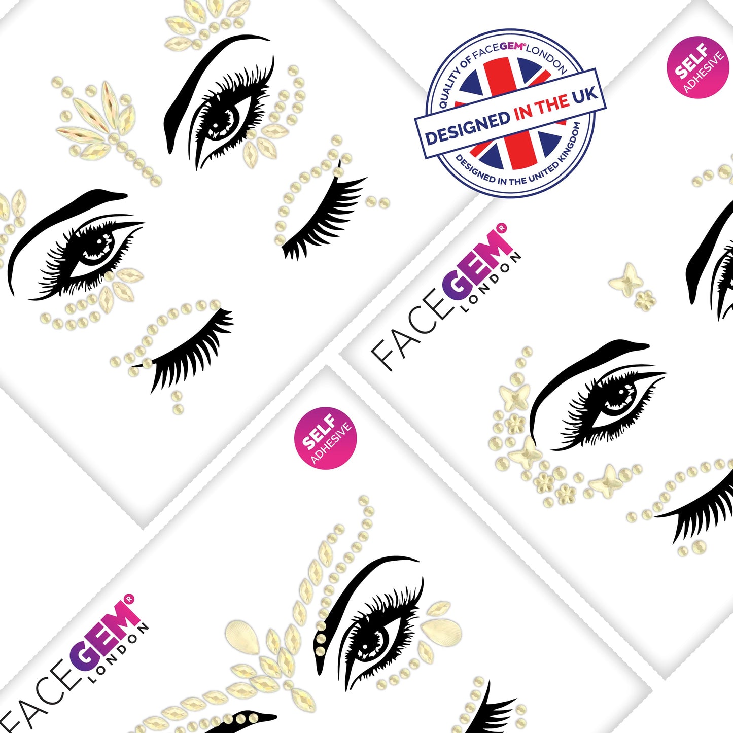 3 PCS Face Gems – Face Jewels - Self-Adhesive Rhinestone Face Jewels for Makeup, Party & Rave Looks - Eye Gems, Face Glitter, Self- Adhesive Festival Gems Festival, Glitter Tattoo, Face Gems