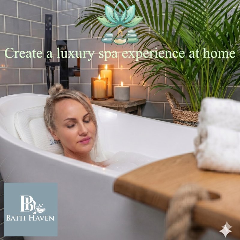 Bath Pillow for Tub, Full Body Bathtub Pillow and Mat for Head, Neck and Back Support, Relaxing Spa Cushion Head Rest and Mat for Tub Jacuzzi, Luxury Bathtub Accessories for Women and Men Quick Drying