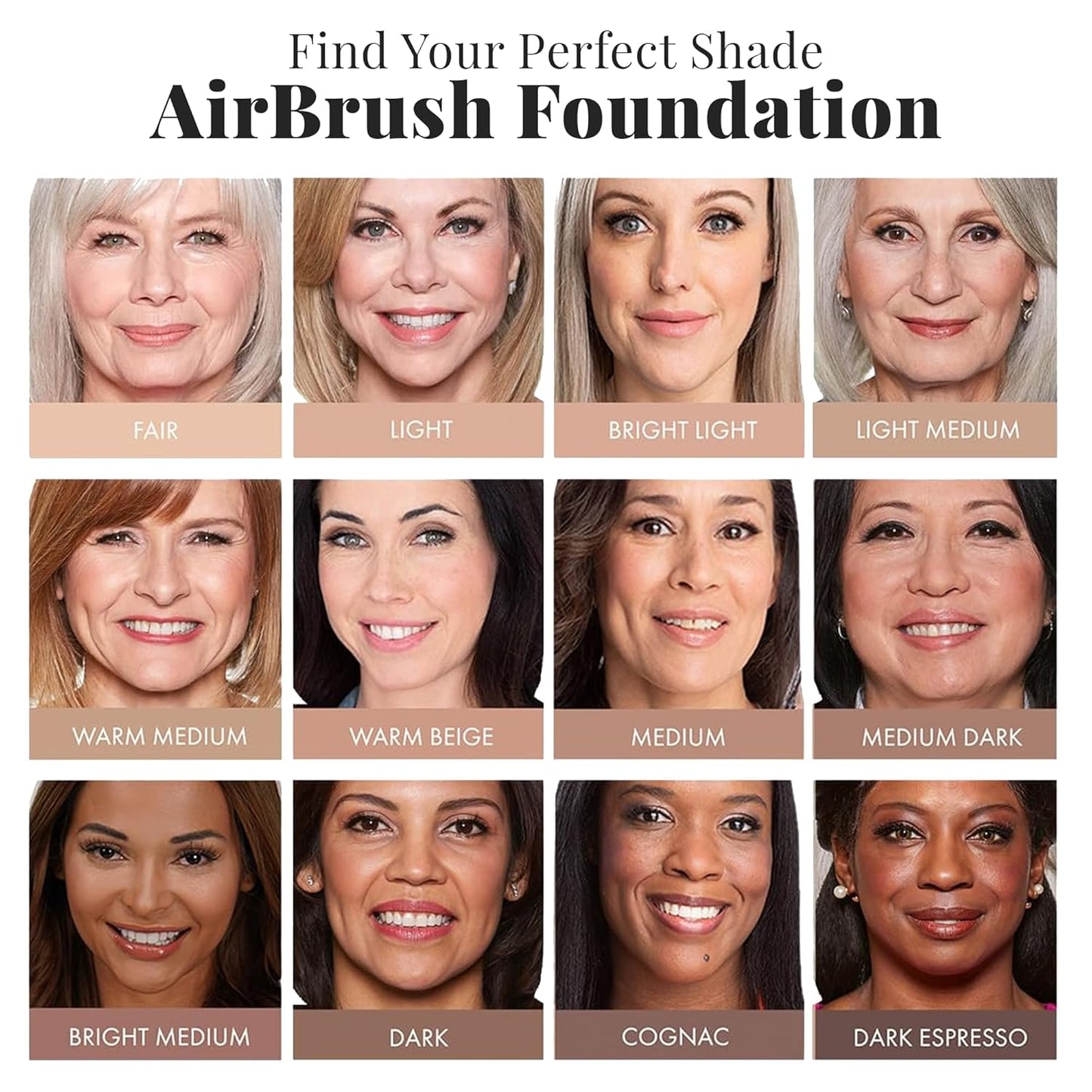 MagicMinerals AirBrush Foundation - 2 Piece Set with Kabuki Brush | Anti-Aging Spray Makeup for Smooth Radiant Skin - Medium