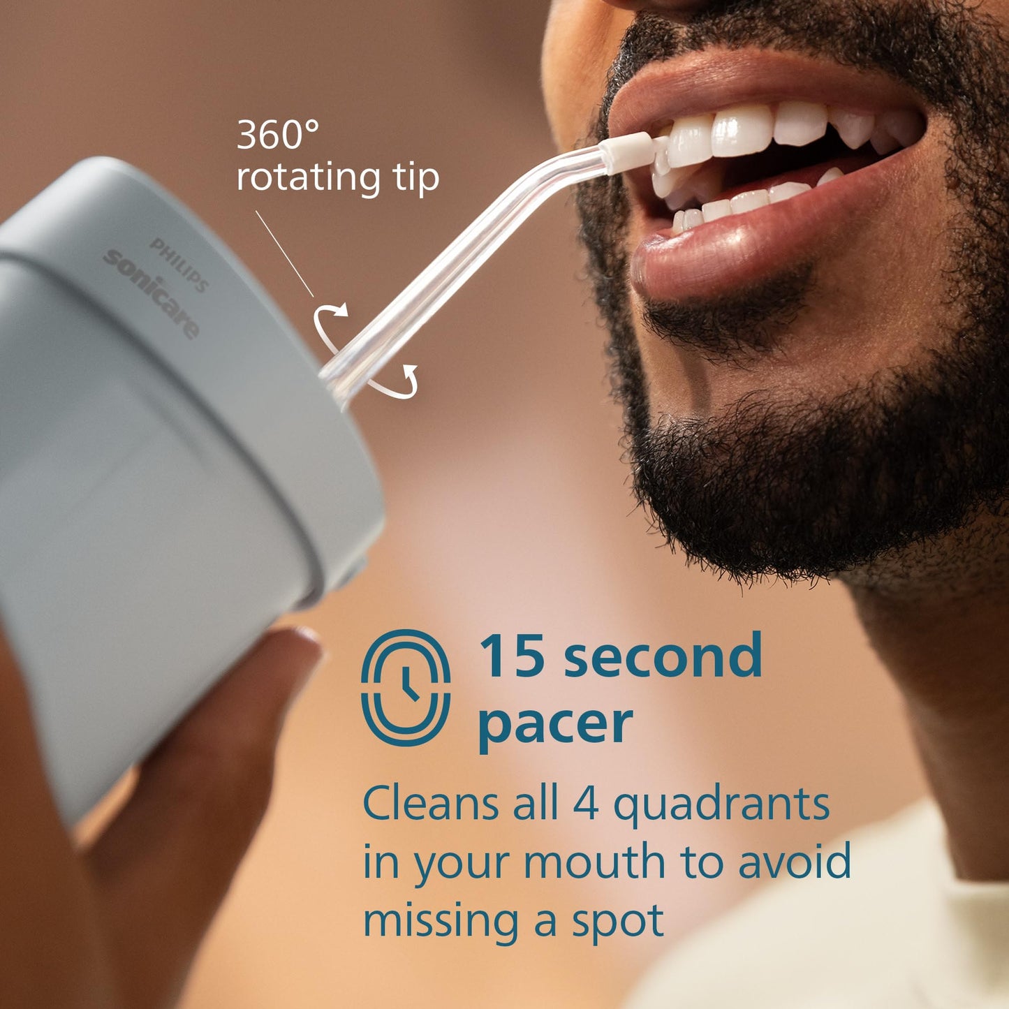 Philips Sonicare Compact Flosser 1000, Portable Water Flosser with 3 Flossing Modes, IPX7 Waterproof Oral Irrigator, Travel Friendly